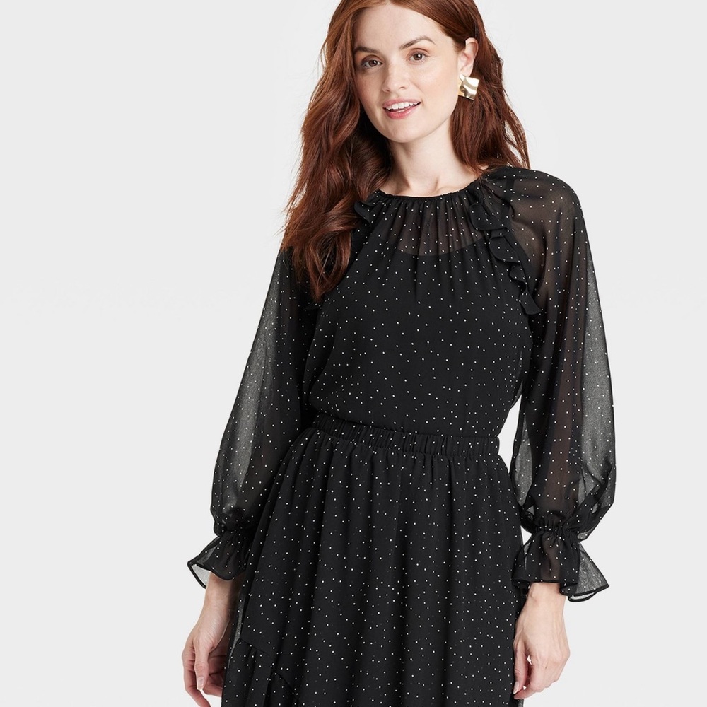 Target Polka Dot Elegant Black Sheer Blouse